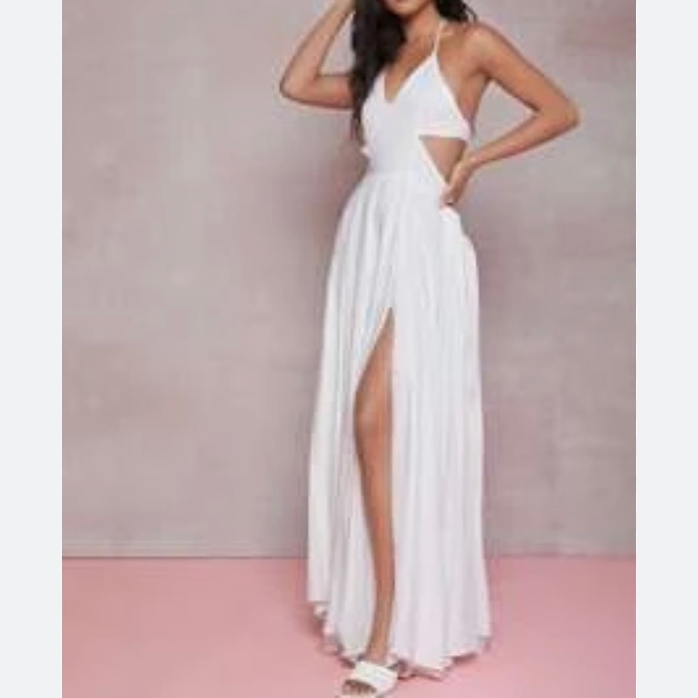 PatBO White Maxi Slit Cut Out Cover Up Dress